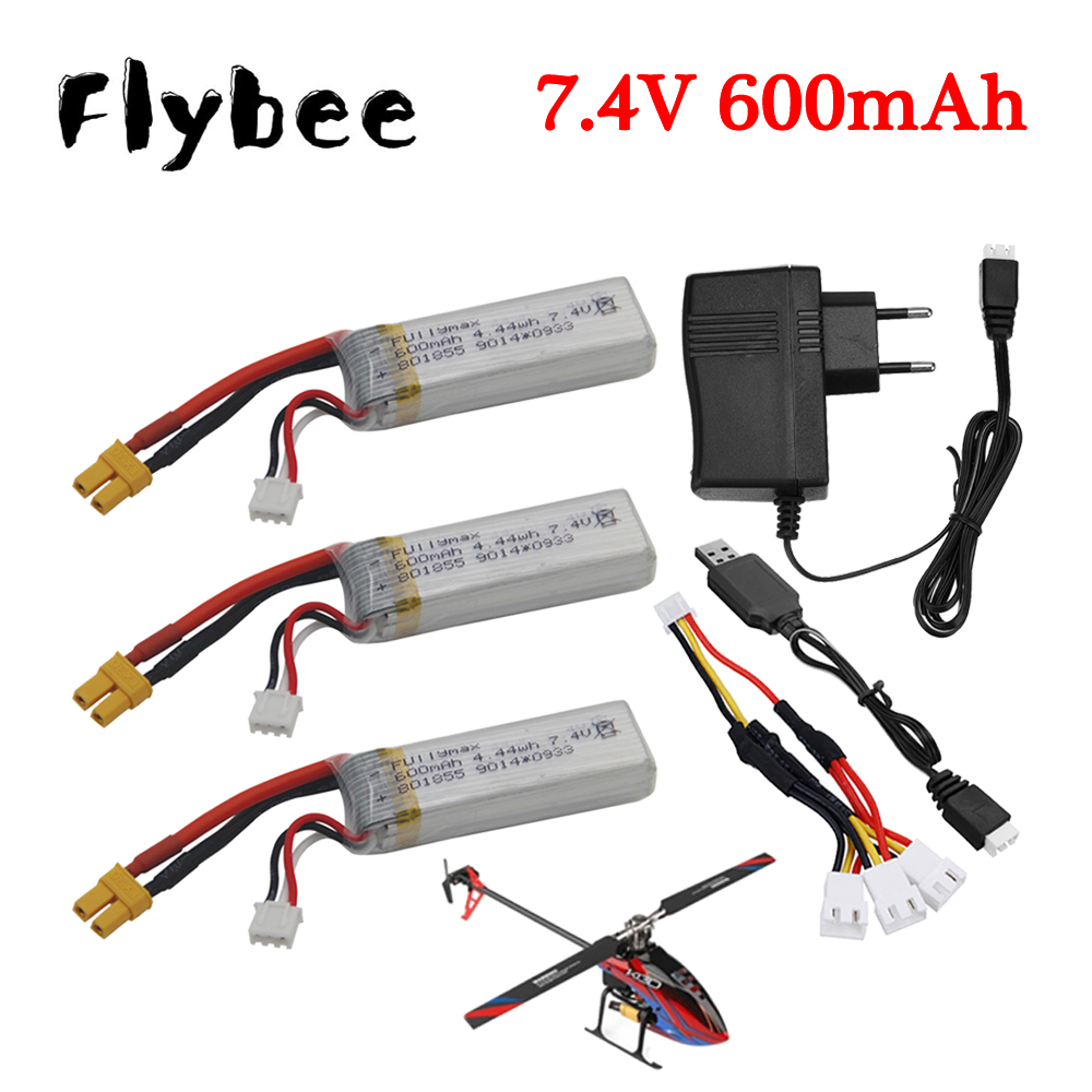 Rc Helicopter Charger - 7.4V 600mAh Lipo Battery +7.4V Charger